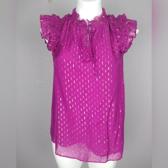 Generation Love Peggy Lurex Blouse & Selena Maxi Magenta Skirt Silk Blend Small - Picture 5 of 14